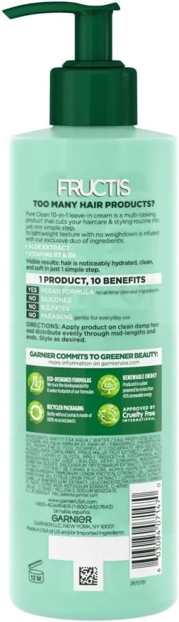 کرم موی بعد از حمام 10 در 1 گارنیه، Fructis Pure Clean، حجم 354 میلی لیتر