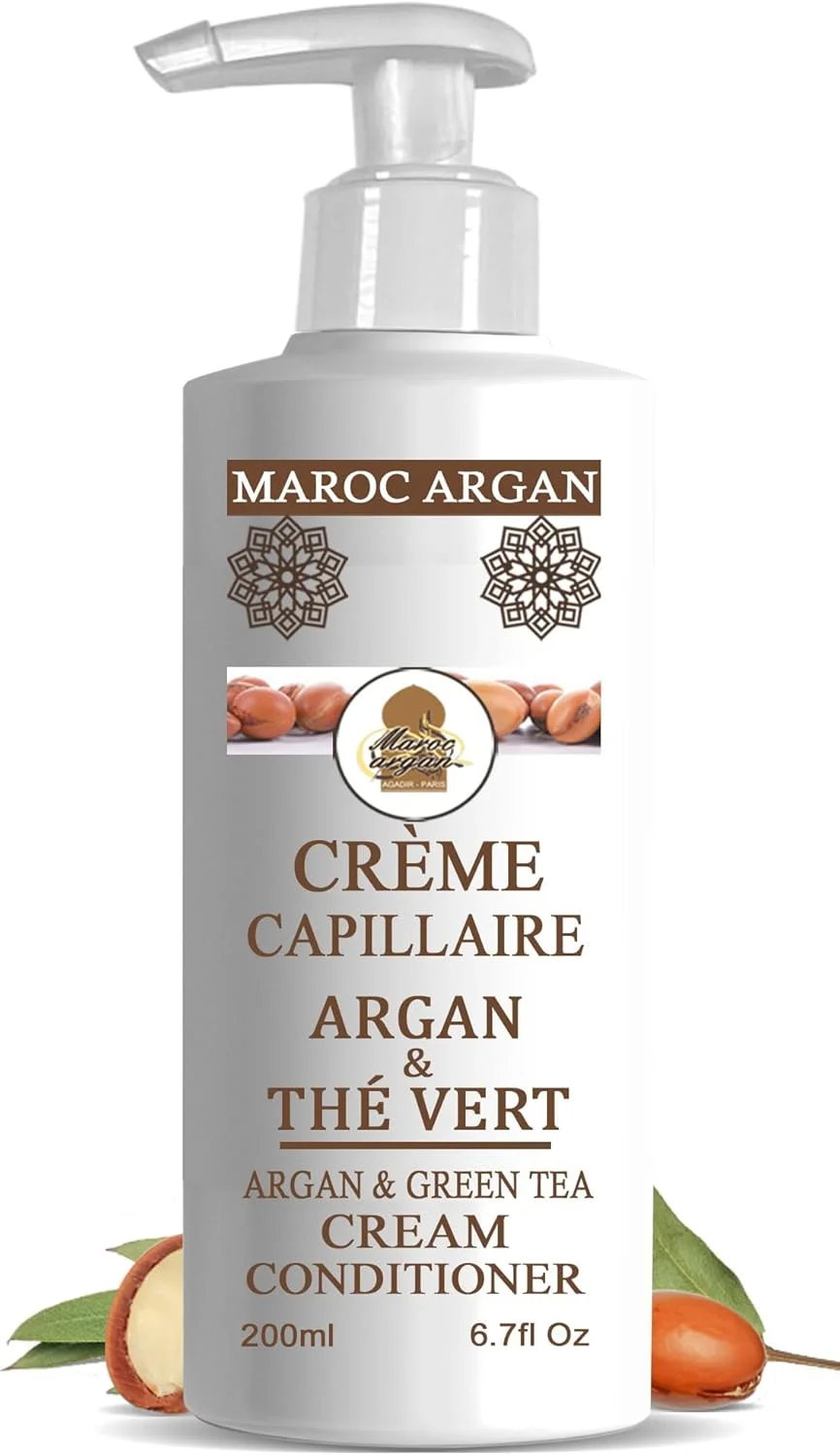 کرم مو حاوی روغن آرگان و چای سبز - مراقبت مغذی بدون نیاز به آبکشی - موهای خشک یا آسیب دیده - مرطوب کننده، درخشان کننده و نرمی طبیعی - 150 میلی لیتر