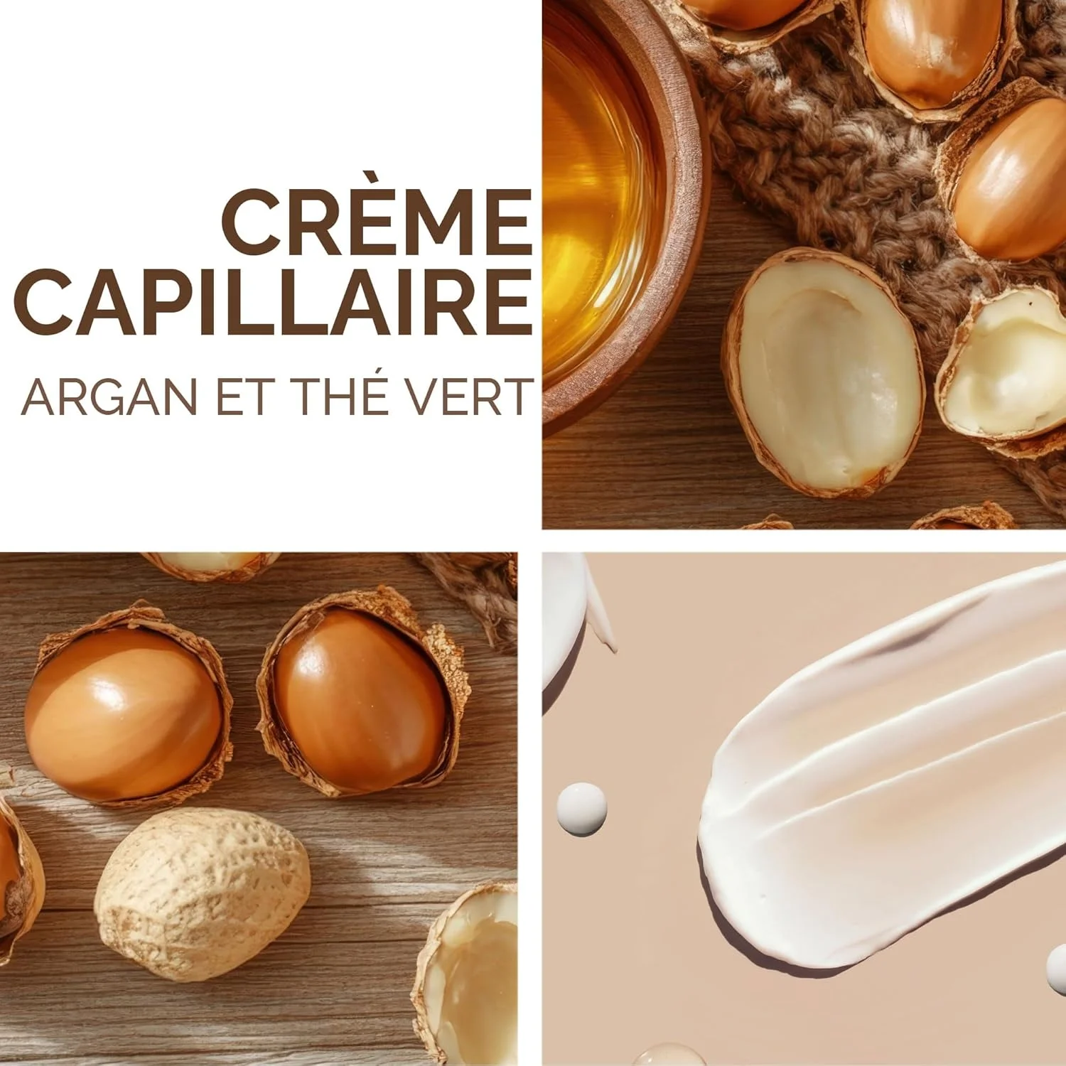 کرم مو حاوی روغن آرگان و چای سبز - مراقبت مغذی بدون نیاز به آبکشی - موهای خشک یا آسیب دیده - مرطوب کننده، درخشان کننده و نرمی طبیعی - 150 میلی لیتر