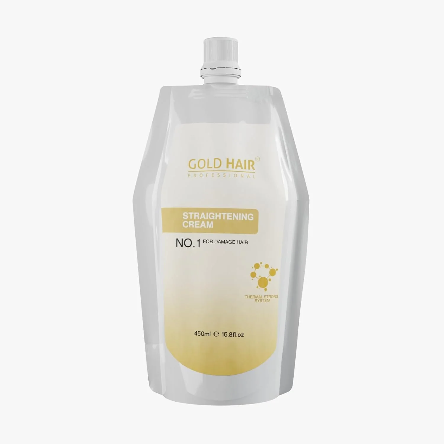 کرم صاف کننده حرارتی قوی مو گلد هیر پروفشنال برای موهای آسیب دیده | نتیجه ابریشمی و صاف (450 میلی لیتر، مرحله 1: کرم صاف کننده)