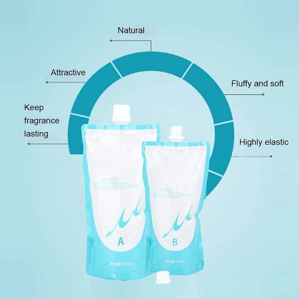 کرم صاف کننده مو، مجموعه کرم مو 2 * 450 میلی لیتر مناسب سالن های زیبایی، کرم فر/صاف کننده مو با ماندگاری طولانی برای 90 روز موی صاف