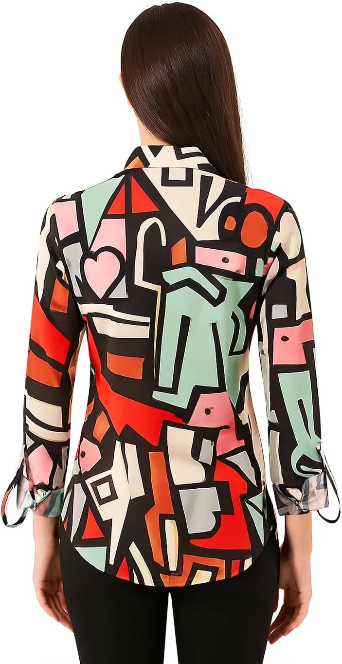 پیراهن دکمه دار آستین بلند زنانه چند رنگ، بلوز زنانه غیر رسمی، لباس های قدیمی زنانه دهه 80 و 90 پیراهن دکمه دار آستین بلند زنانه چند رنگ، بلوز زنانه غیر رسمی، لباس های قدیمی زنانه دهه 80 و 90