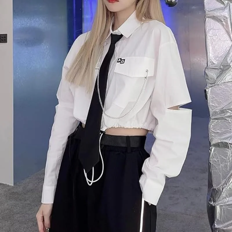 بلوز دکمه دار زنانه، استایل گوتیک، ژاپنی هاراجوکو، استریت ور، تک ور، لباس های شیک