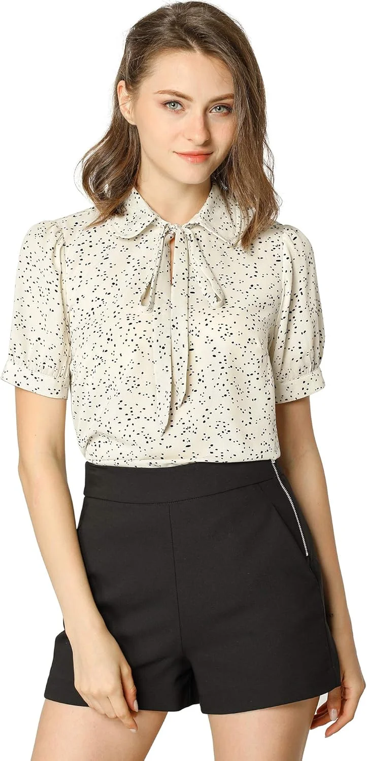 بلوز زنانه یقه پیتر پن آستین کوتاه