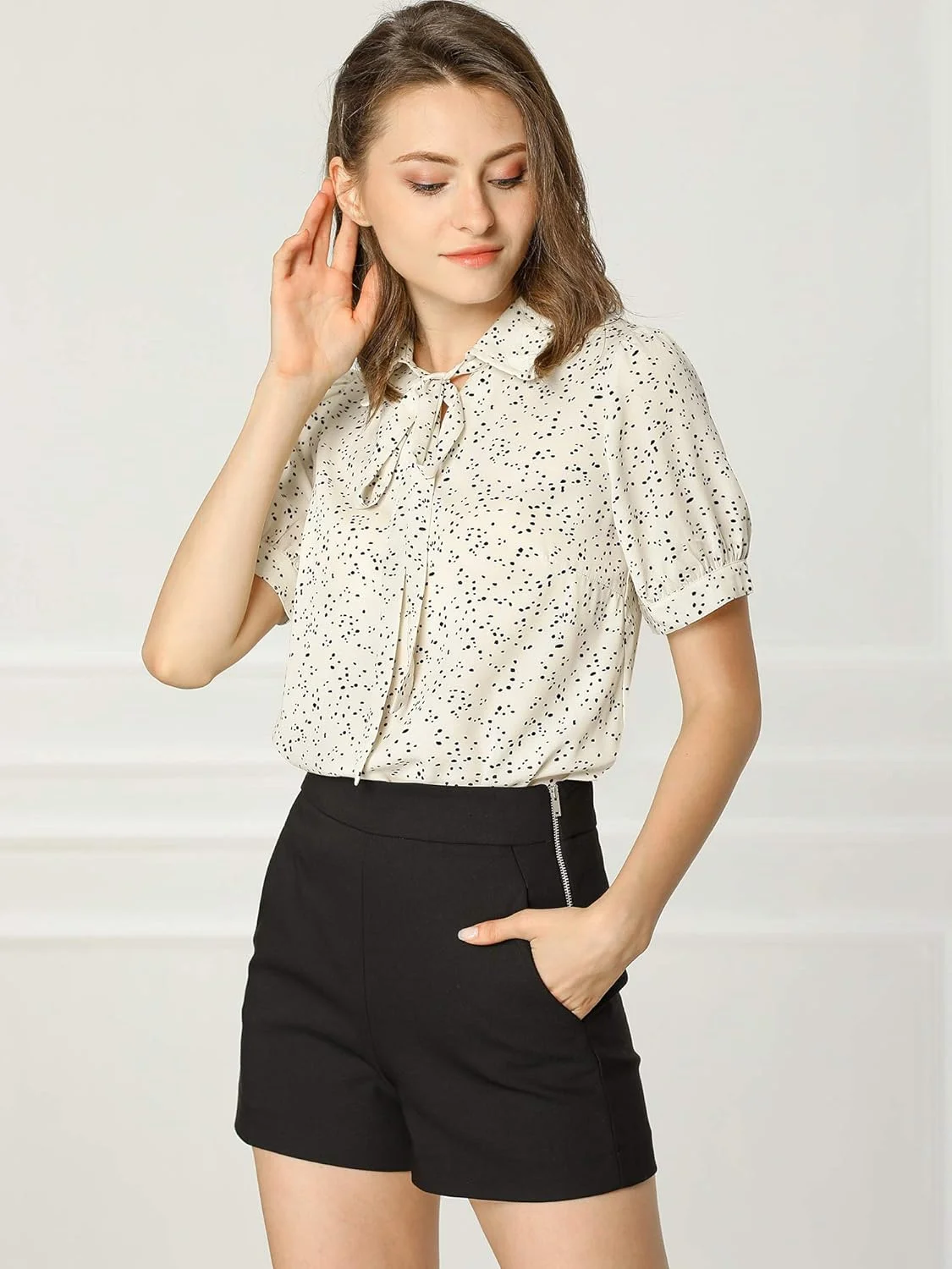 بلوز زنانه یقه پیتر پن آستین کوتاه