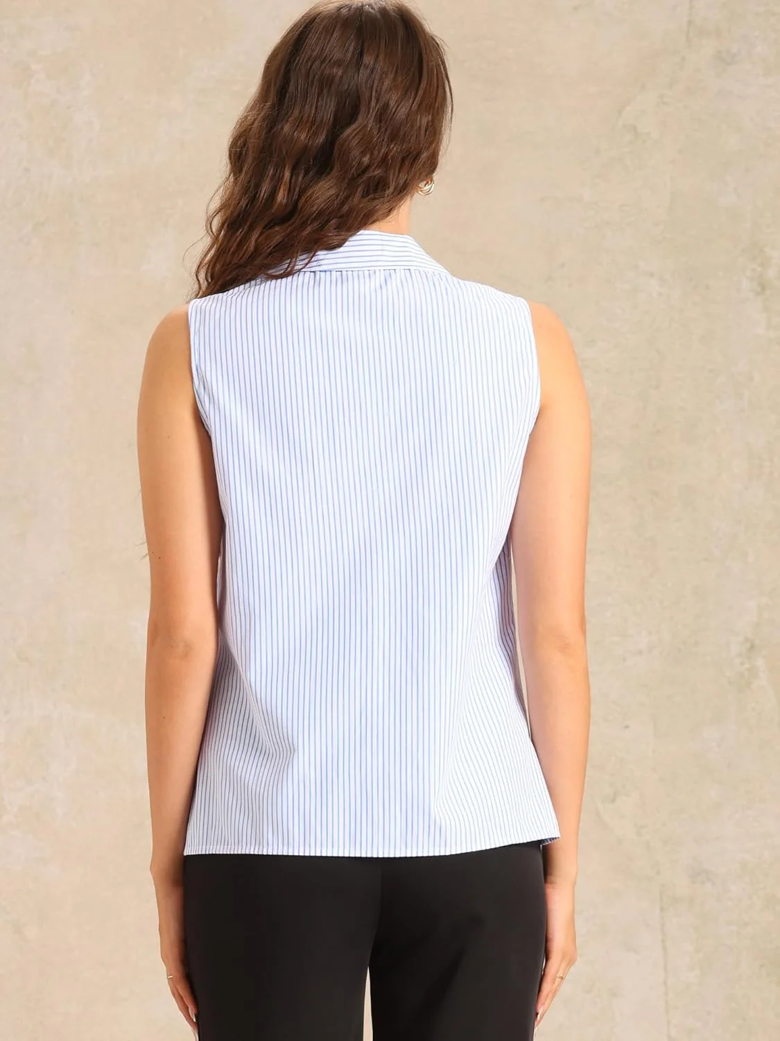 بلوز زنانه بدون آستین Allegra K، تاپ دکمه دار، راه راه، یقه برگردان، یقه هفت، مناسب تابستان بلوز زنانه بدون آستین Allegra K، تاپ دکمه دار، راه راه، یقه برگردان، یقه هفت، مناسب تابستان