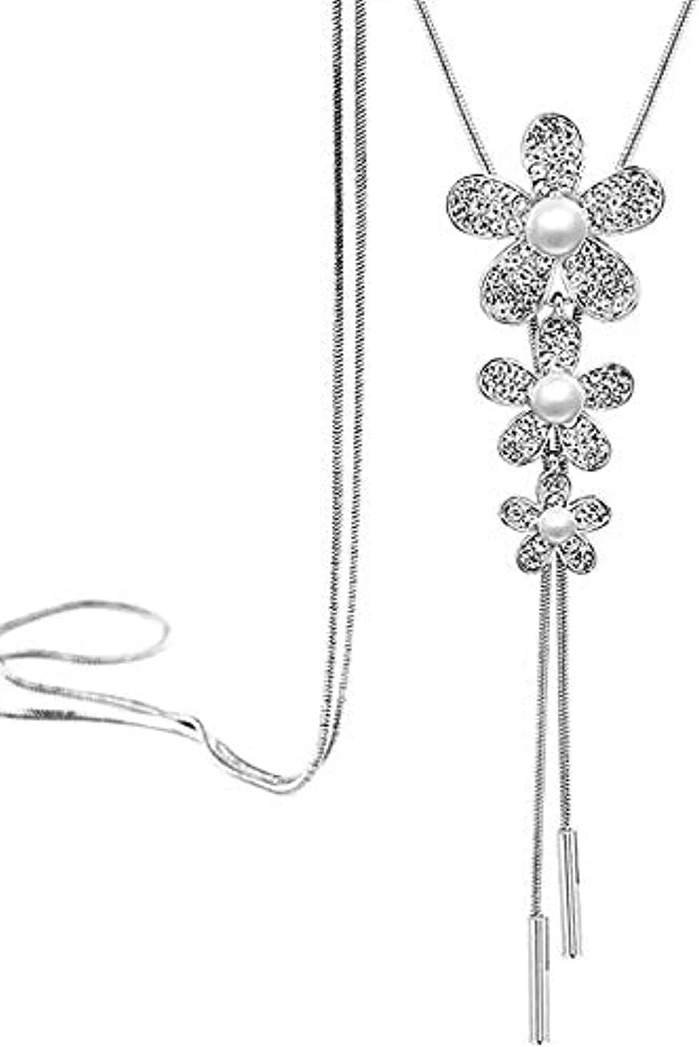 گردنبند آویز زنجیره ای بلند شیک با گل کریستالی براق برای زنان و دختران گردنبند آویز زنجیره ای بلند شیک با گل کریستالی براق برای زنان و دختران