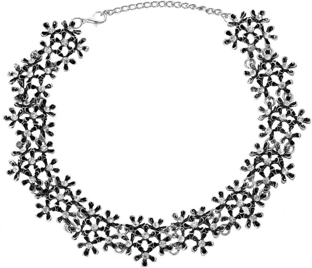 گردنبند چوکر شیک نقره ای اکسید شده مجلسی زنانه و دخترانه Shining Diva (نقره ای)(8428np)