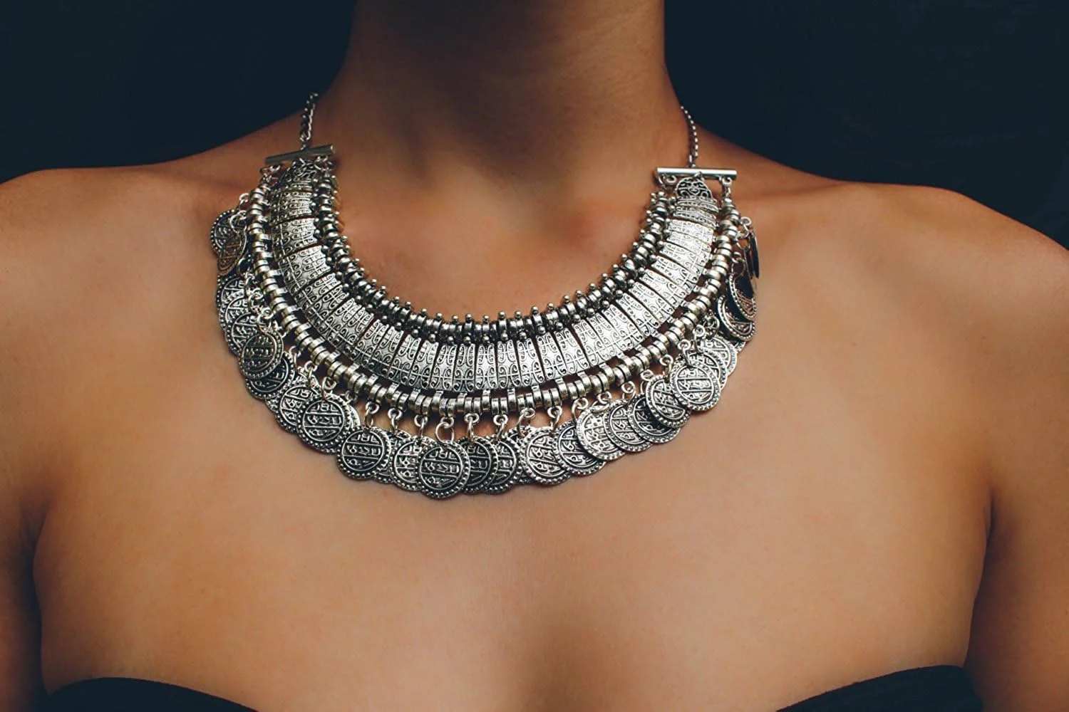 گردنبند سکه ای زنانه و دخترانه با طرح بوهمی، کولی، تبتی و سبک وینتیج مناسب مهمانی گردنبند سکه ای زنانه و دخترانه با طرح بوهمی، کولی، تبتی و سبک وینتیج مناسب مهمانی