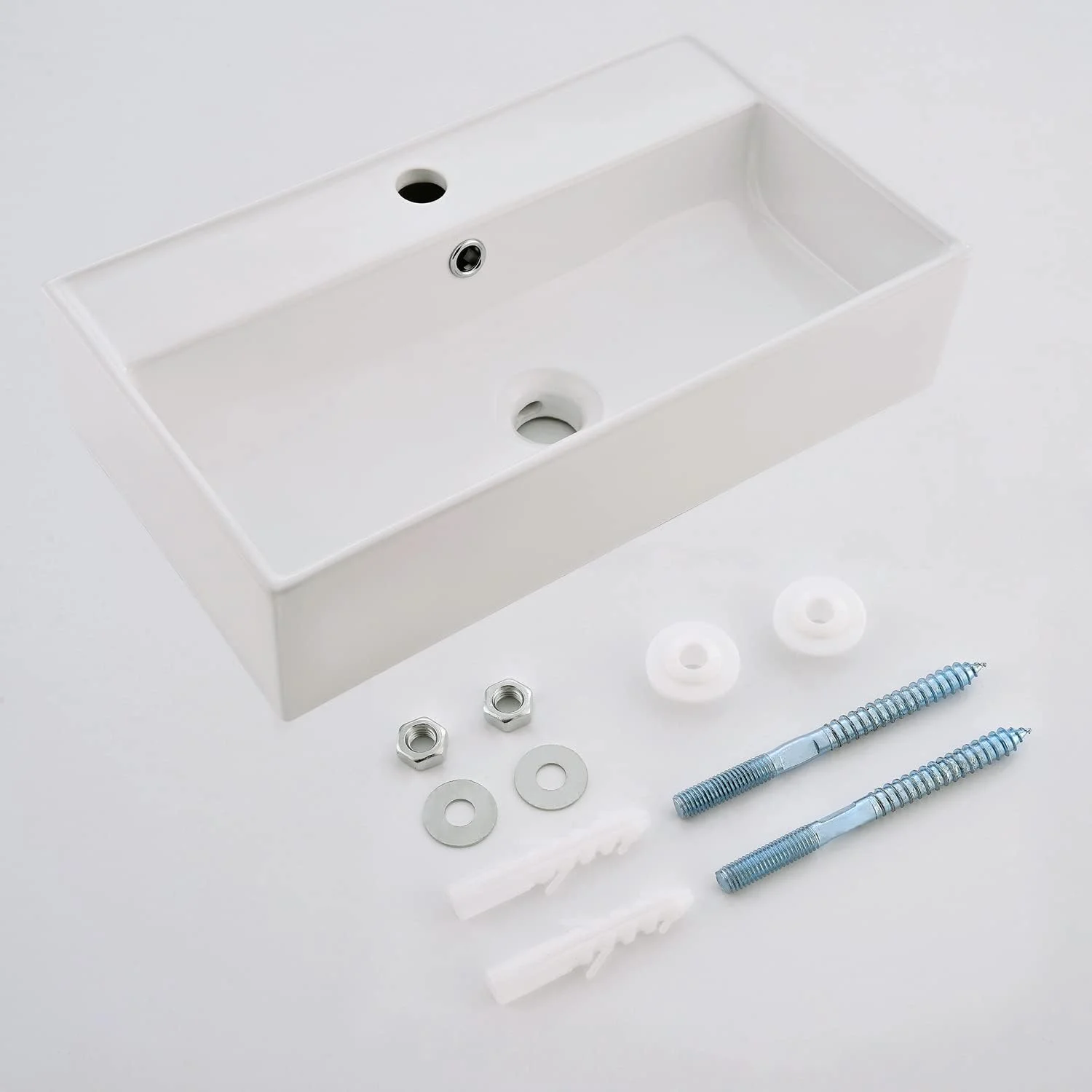 روشویی سرامیکی چینی دیواری SHACO مدرن، 53 در 30 سانتی متر، مستطیلی، تک سوراخ، مناسب برای سرویس بهداشتی کوچک و روشویی