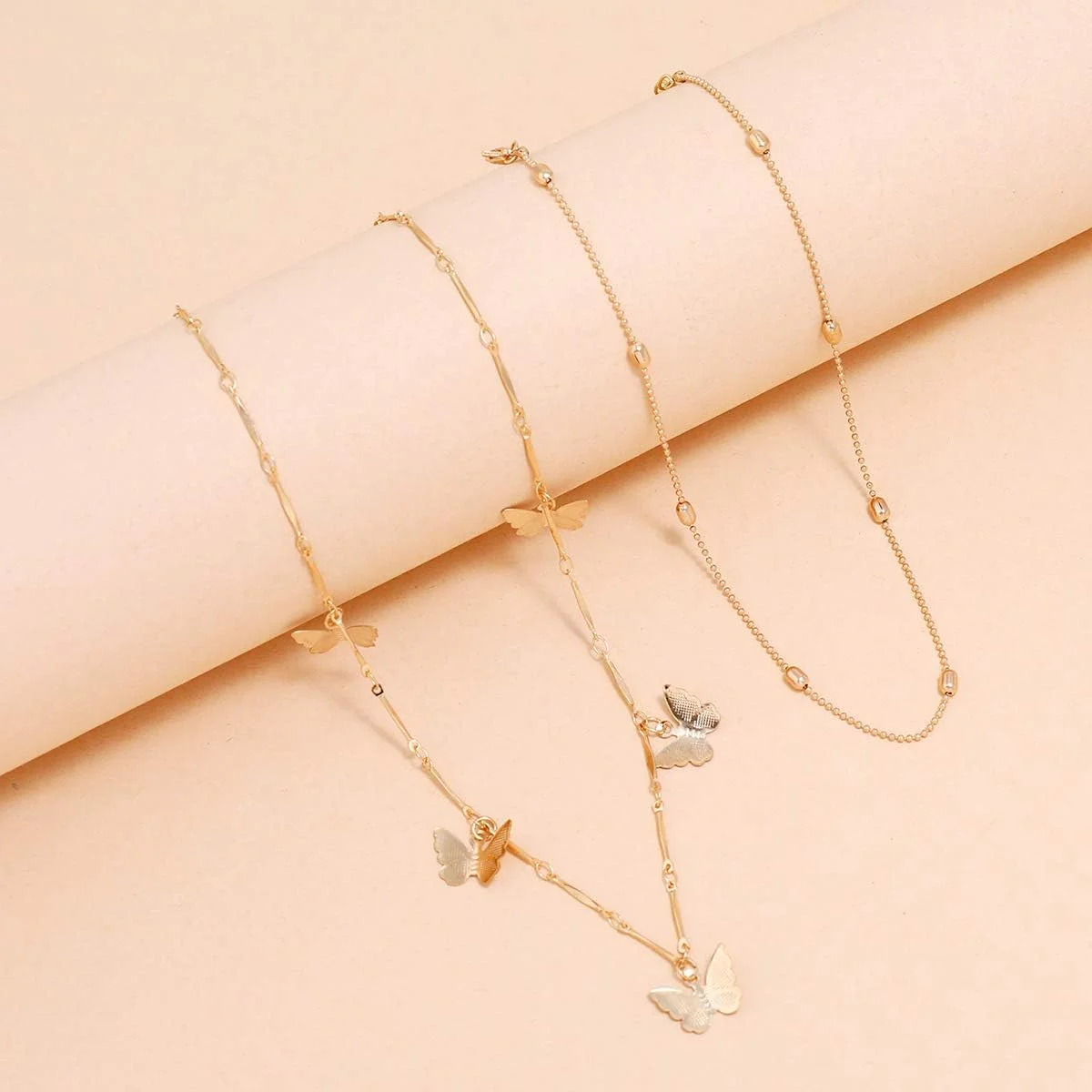 گردنبند آویز چند لایه زنجیره ای شیک و مد روز برای زنان و دختران (14573np)، طلایی