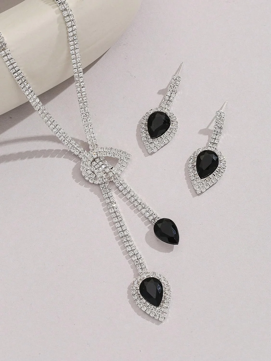 ست جواهرات گردنبند نگین دار شیک و جدید زنانه