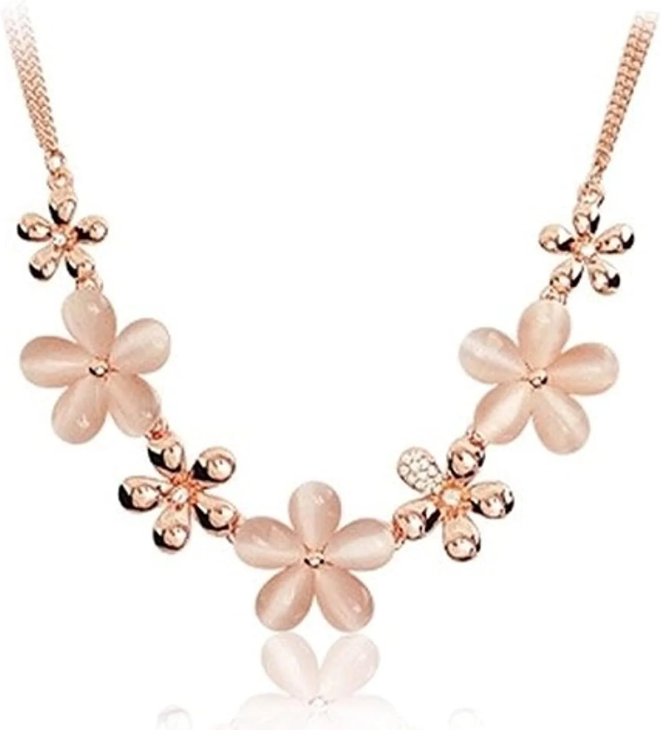 گردنبند زنانه نگین‌دار با روکش رزگلد