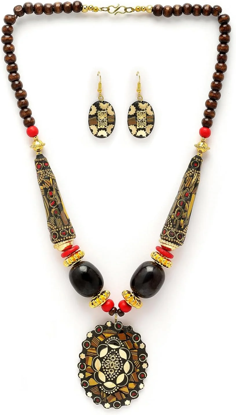 ست جواهرات گردنبند آویز تبتی شیک و مد روز درخشان دیوا برای زنان