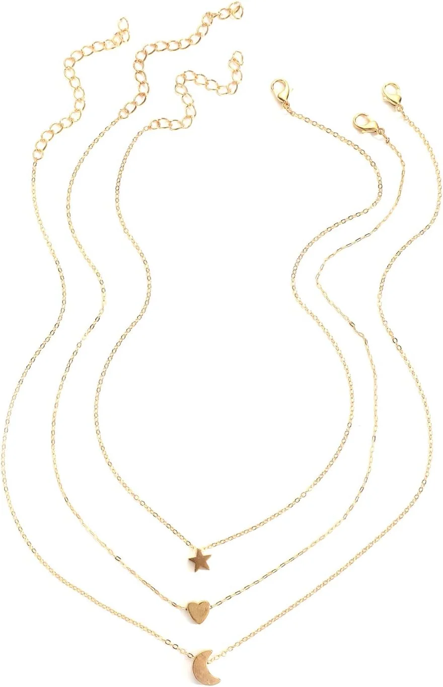 گردنبند آویز چند لایه زنجیره ای شیک و مد روز زنانه و دخترانه (14581np)، طلایی