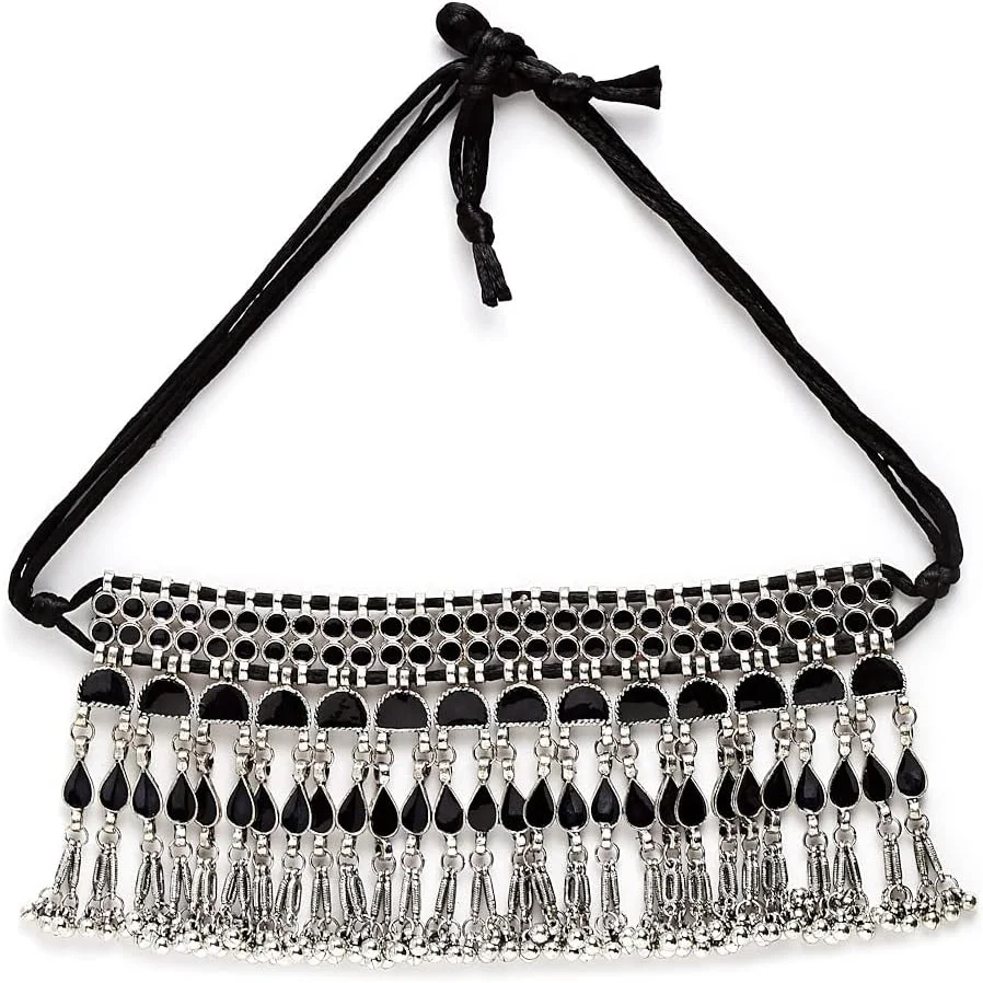 گردنبند نقره ای اکسید شده شیک و جدید زنانه از برند شاینینگ دیوا (13148np)