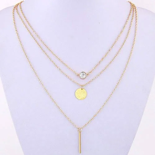 گردنبند چند لایه مدرن و شیک زنانه و دخترانه - طلایی