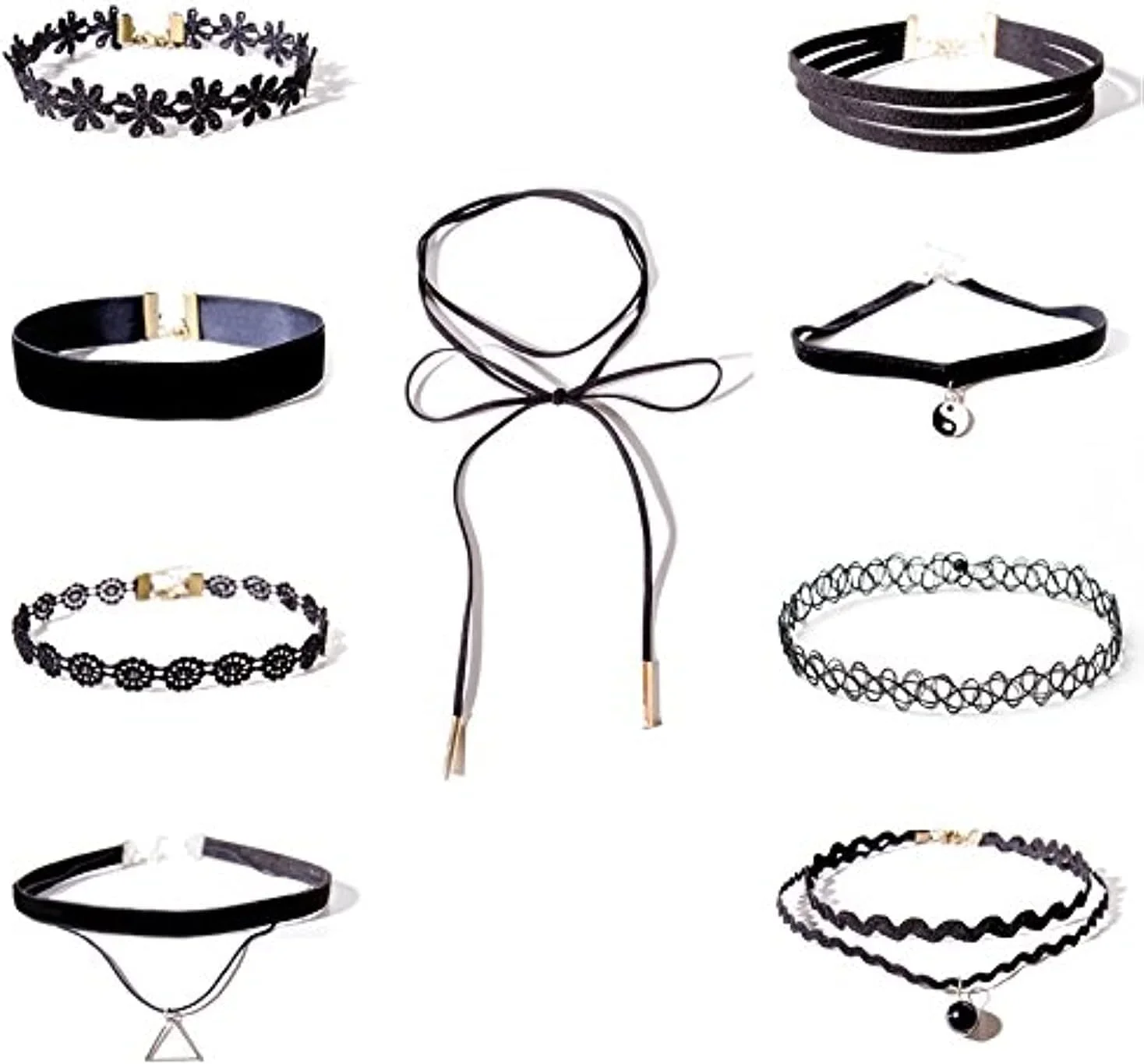 ست گردنبند چوکر شیک 9 تکه زنانه و دخترانه مناسب مهمانی و فشن