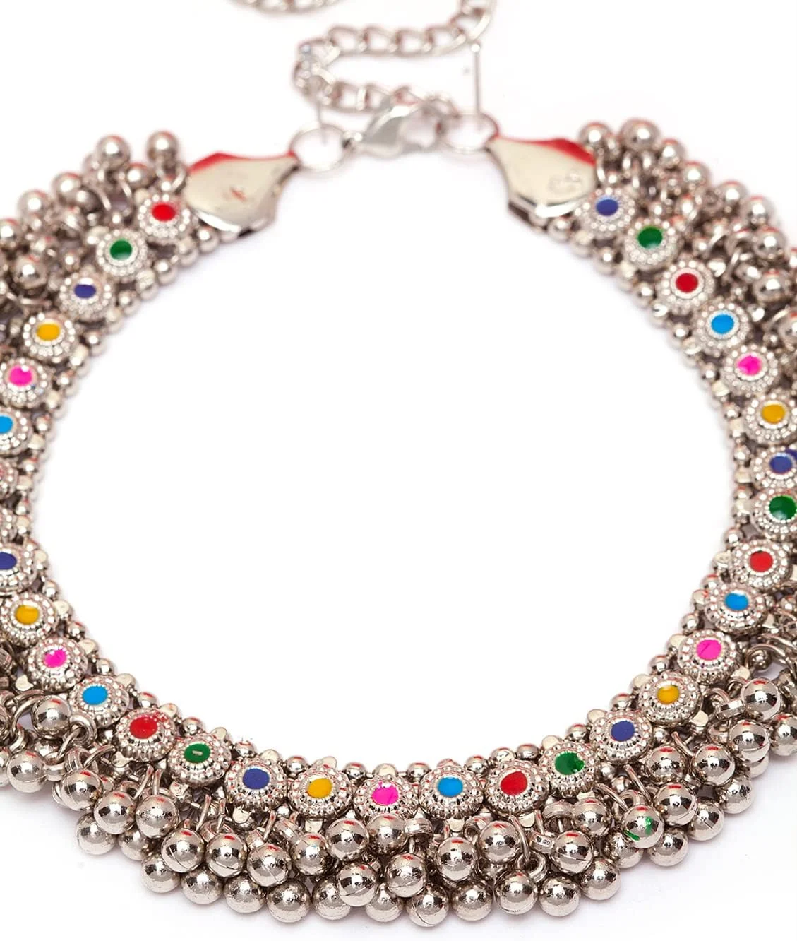 گردنبند چوکر قبیله ای نقره ای اکسید شده شیک و جدید درخشان دیوا برای زنان و دختران (12301np)، چند رنگ، یک سایز گردنبند چوکر قبیله ای نقره ای اکسید شده شیک و جدید درخشان دیوا برای زنان و دختران (12301np)، چند رنگ، یک سایز