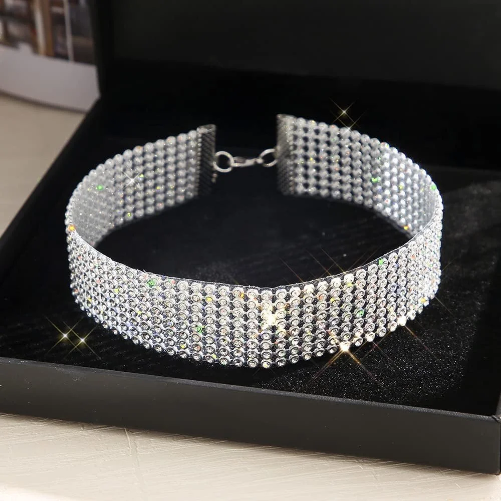 گردنبند چوکر مجلسی نگین دار شاینینگ دیوا، شیک و فشن، مناسب بانوان و دختران (سفید) (14388np) گردنبند چوکر مجلسی نگین دار شاینینگ دیوا، شیک و فشن، مناسب بانوان و دختران (سفید) (14388np)