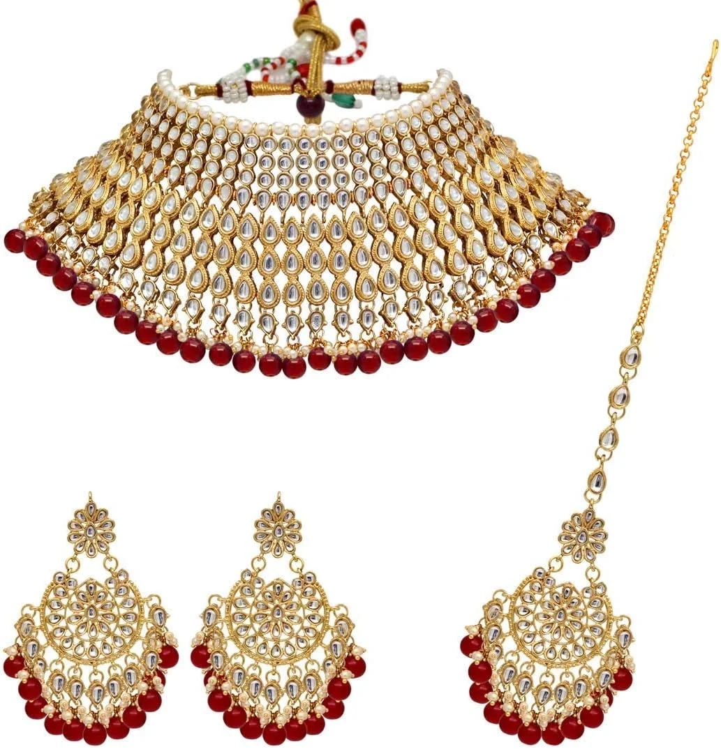 ست جواهرات گردنبند چوکر کندان شیک و مجلسی زنانه مناسب عروسی و مهمانی