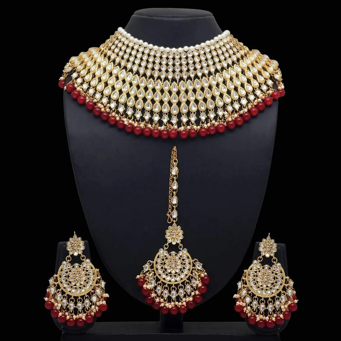 ست جواهرات گردنبند چوکر کندان شیک و مجلسی زنانه مناسب عروسی و مهمانی ست جواهرات گردنبند چوکر کندان شیک و مجلسی زنانه مناسب عروسی و مهمانی