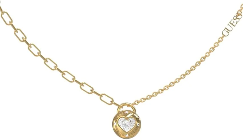 گردنبند قلب زنجیری نیم گرد طلایی زنانه GUESS، 16-18 اینچ، ژوئن 2020