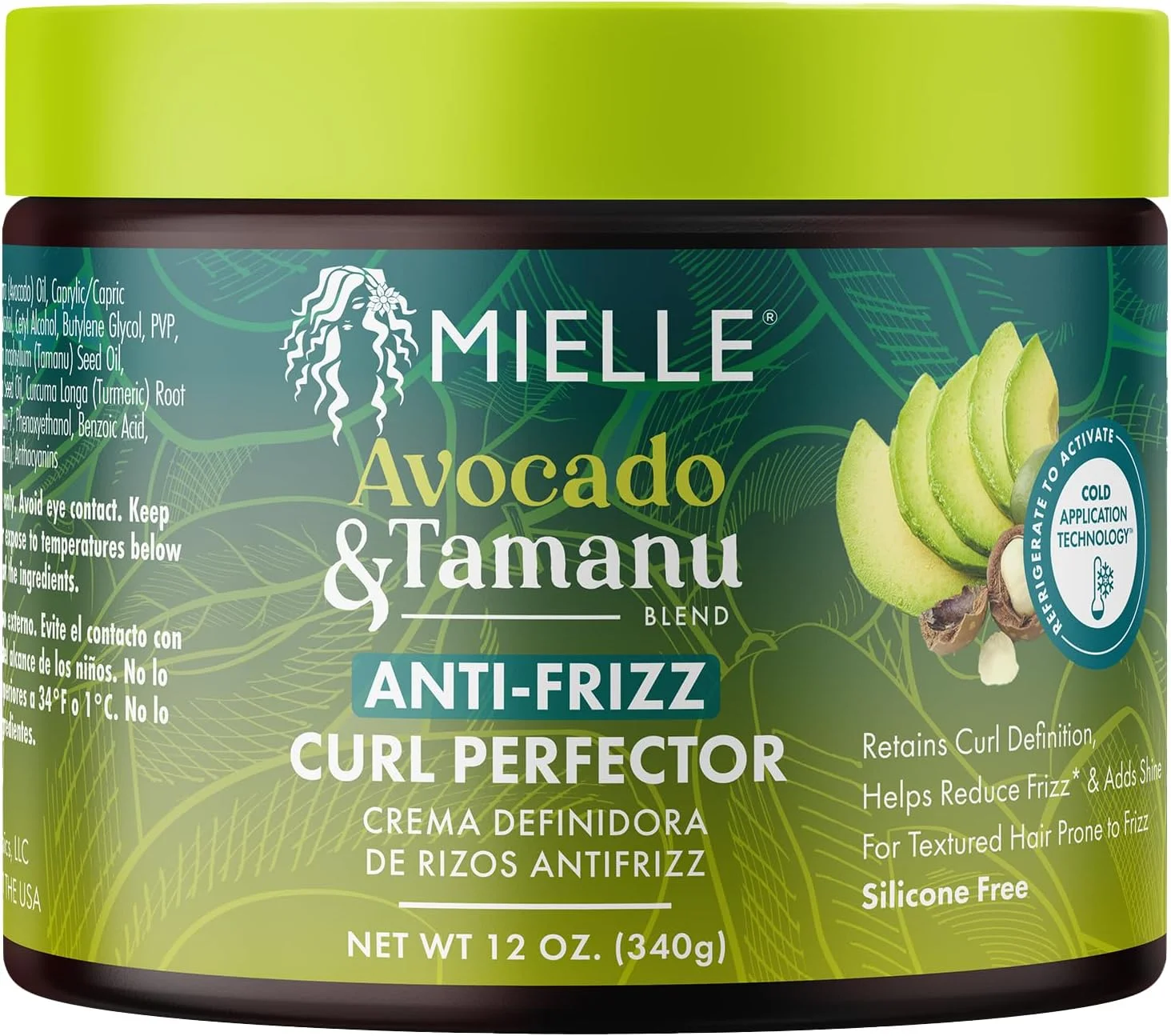 کرم موی آووکادو و تامانو ارگانیک Mielle، ضد وز، مخصوص موهای فر - کرم صاف کننده و حالت دهنده برای حفظ رطوبت و افزایش درخشندگی - محصولات حالت دهنده موی فر برای خانم ها و آقایان، 355 میلی لیتر