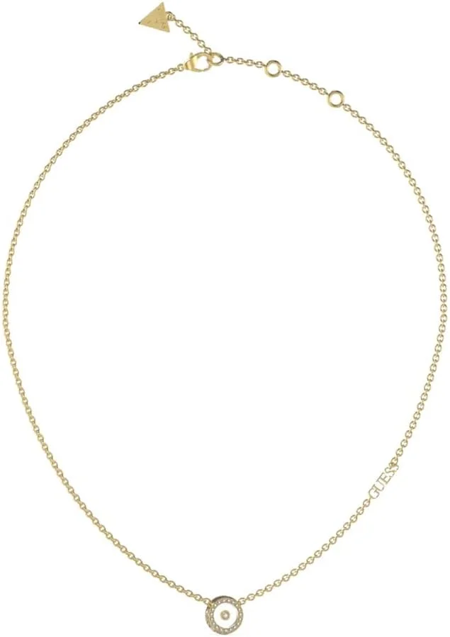 گردنبند زنانه GUESS مدل دایره‌ای نگین‌دار طلایی