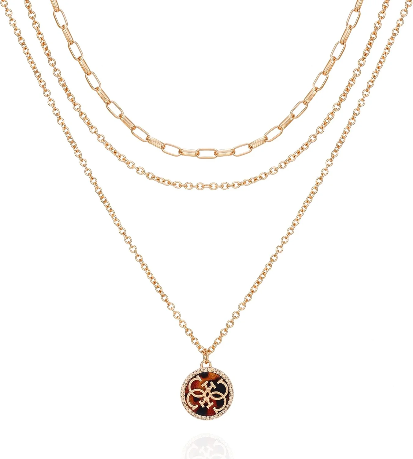 گردنبند لایه ای آویز لاک پشتی کنجدی نگین دار طلایی گس