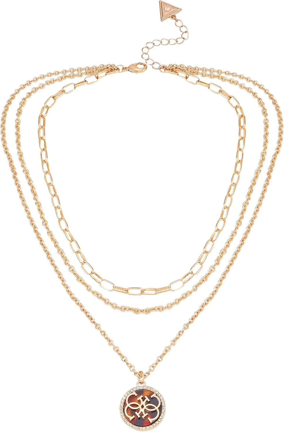 گردنبند لایه ای آویز لاک پشتی کنجدی نگین دار طلایی گس