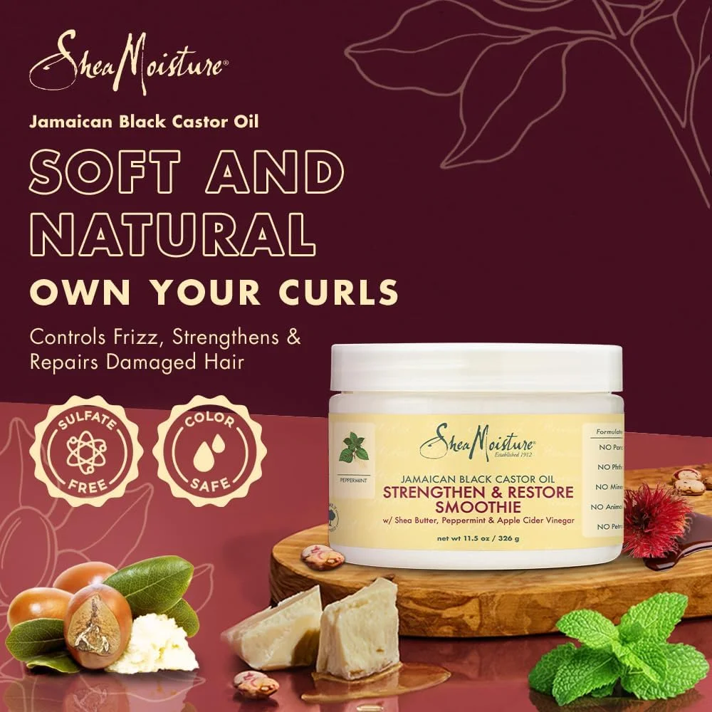 کرم تقویت کننده و ترمیم کننده مو حاوی روغن کرچک سیاه جامائیکایی Shea Moisture، مناسب برای آقایان و بانوان، 354 گرم