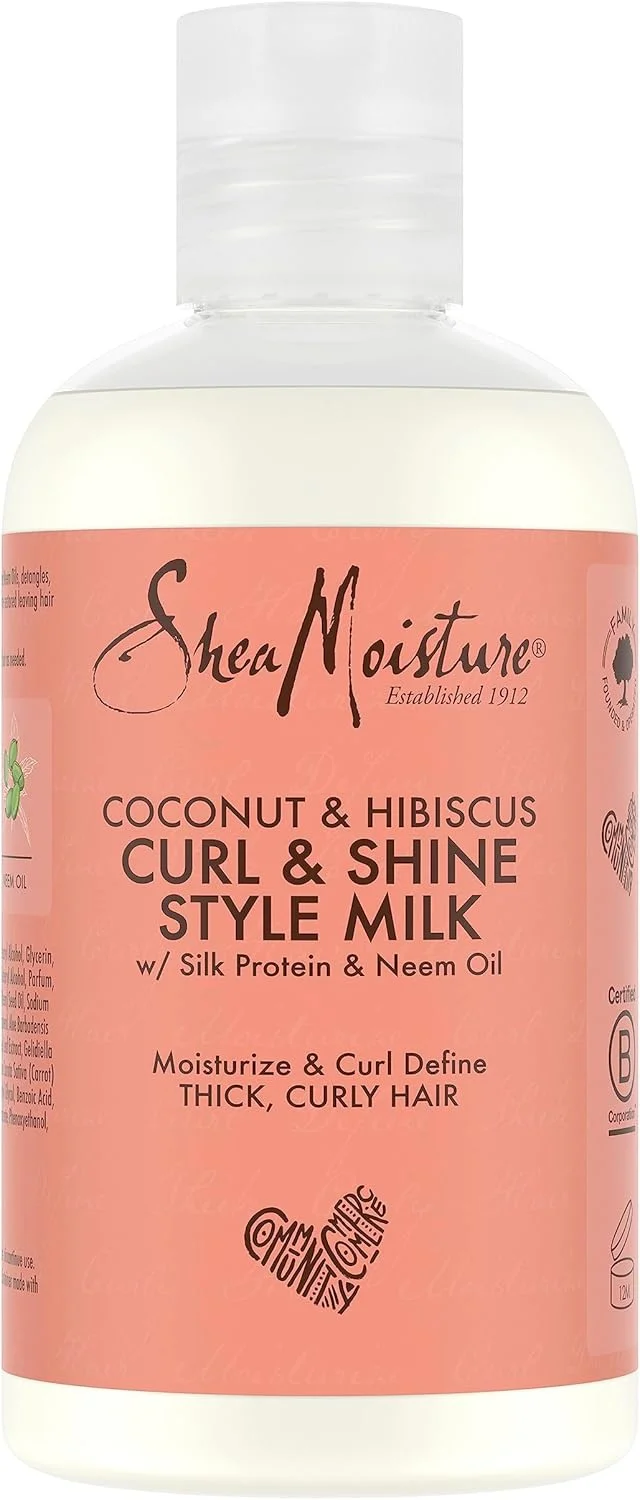 شیر حالت دهنده مو نارگیل و گل بامیه Shea Moisture، بدون سولفات و ایمن برای موهای ضخیم و فر، 254 میلی لیتر