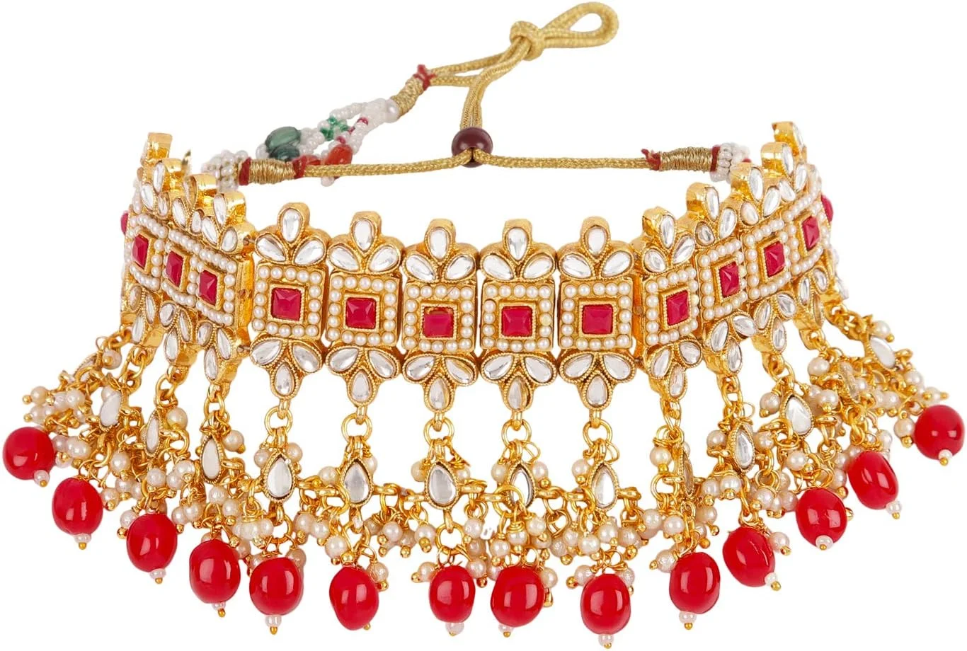 ست جواهرات گردنبند طلاکاری شده Kundan طرح چوکر جدید درخشان دیوا برای بانوان ست جواهرات گردنبند طلاکاری شده Kundan طرح چوکر جدید درخشان دیوا برای بانوان