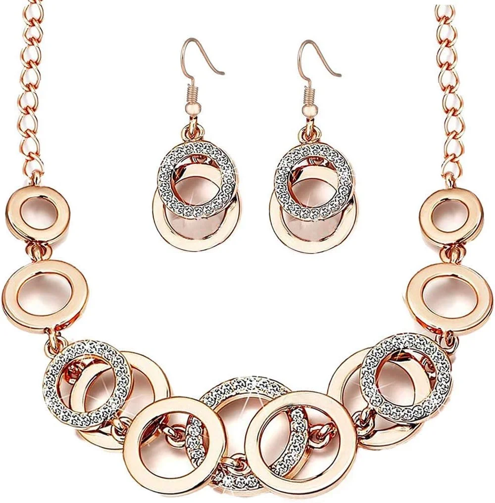 جواهرات شیک و مجلسی زنانه و دخترانه با کریستال AAA و روکش طلای رزگلد 18 عیار