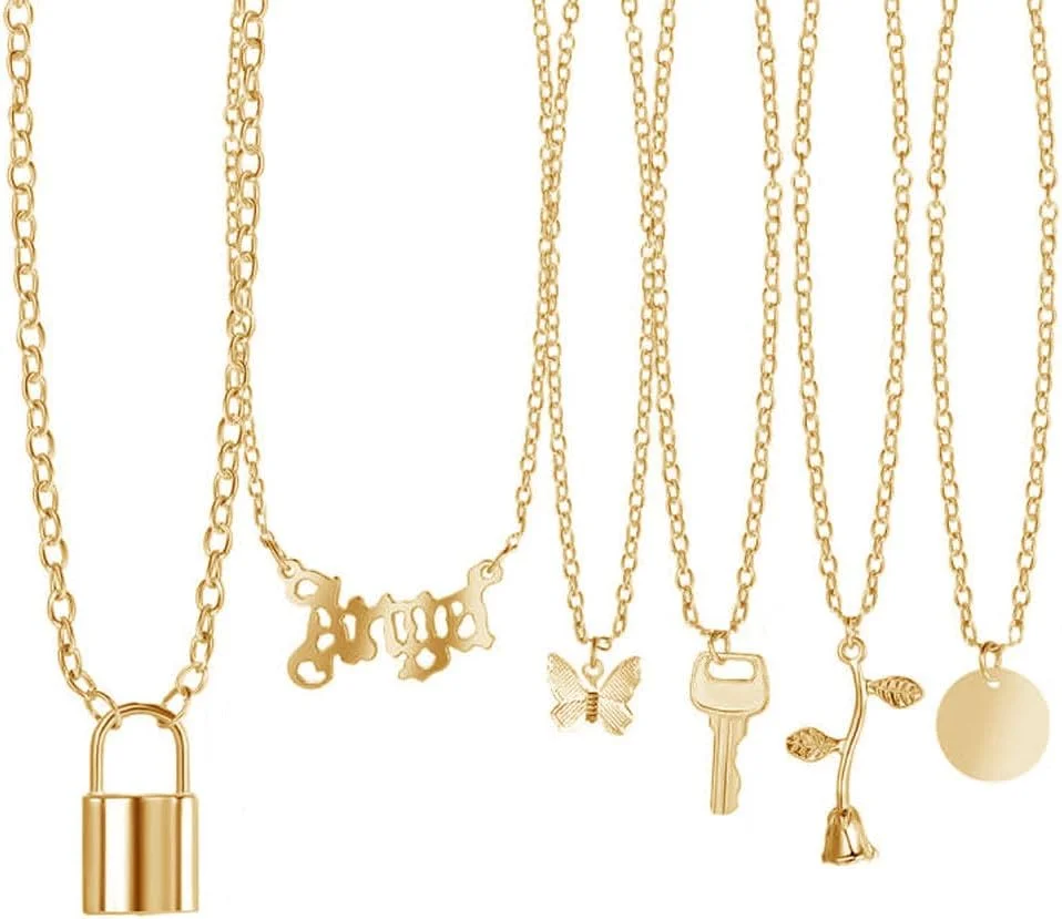 ست گردنبند شیک و جدید 6 تکه زنانه مدل Western از Shining Diva، هدیه ای برای دختران (rrsd15829np)