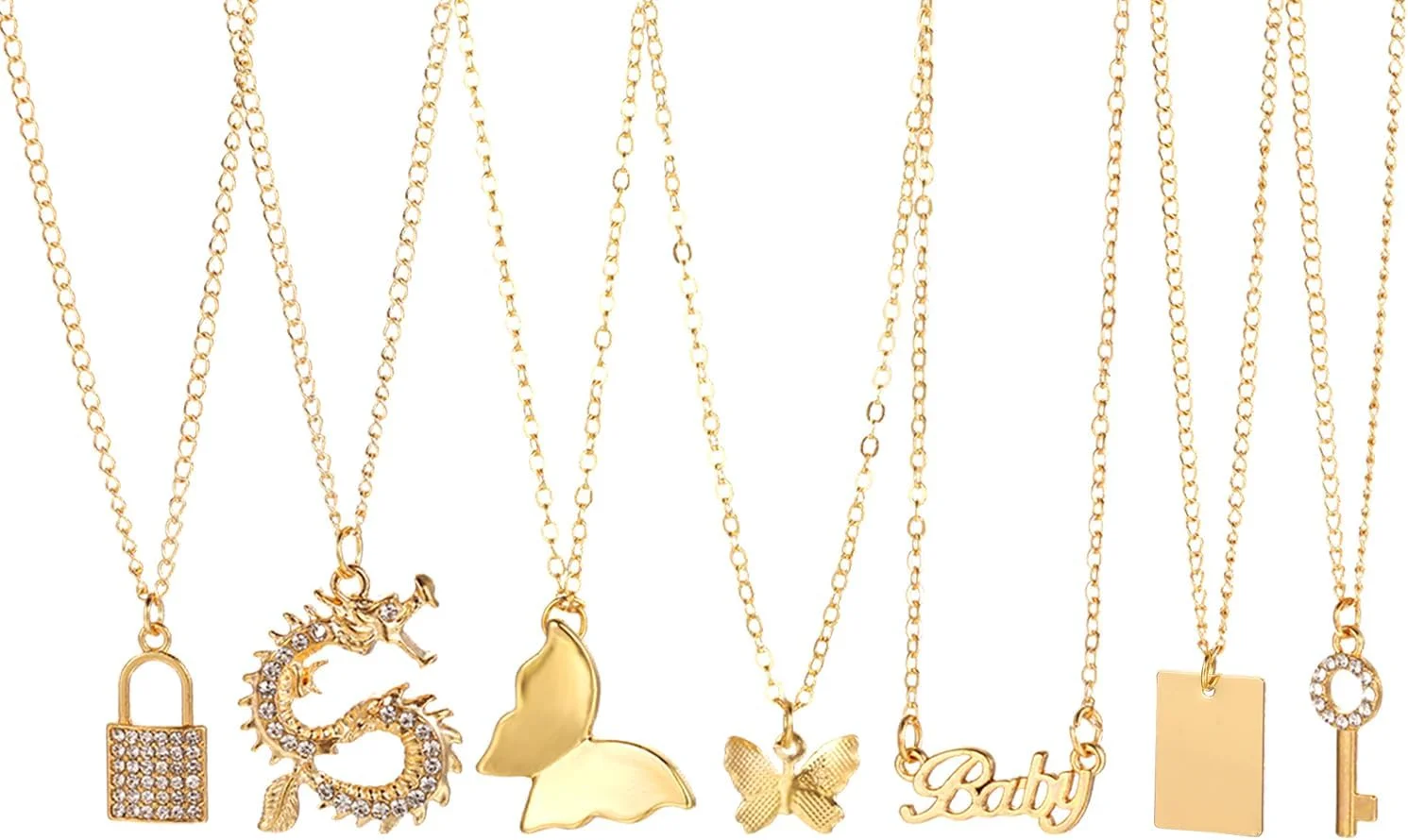 ست جواهرات زنانه شامل گردنبند نگین‌دار شیک و جدید، 7 تکه، مناسب هدیه برای دختران (15830np)