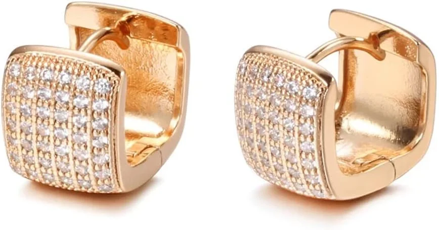 گوشواره های بالی مسی زیرکون شیک و فانتزی جدید روکش طلای رزگلد 18 عیار زنانه و دخترانه