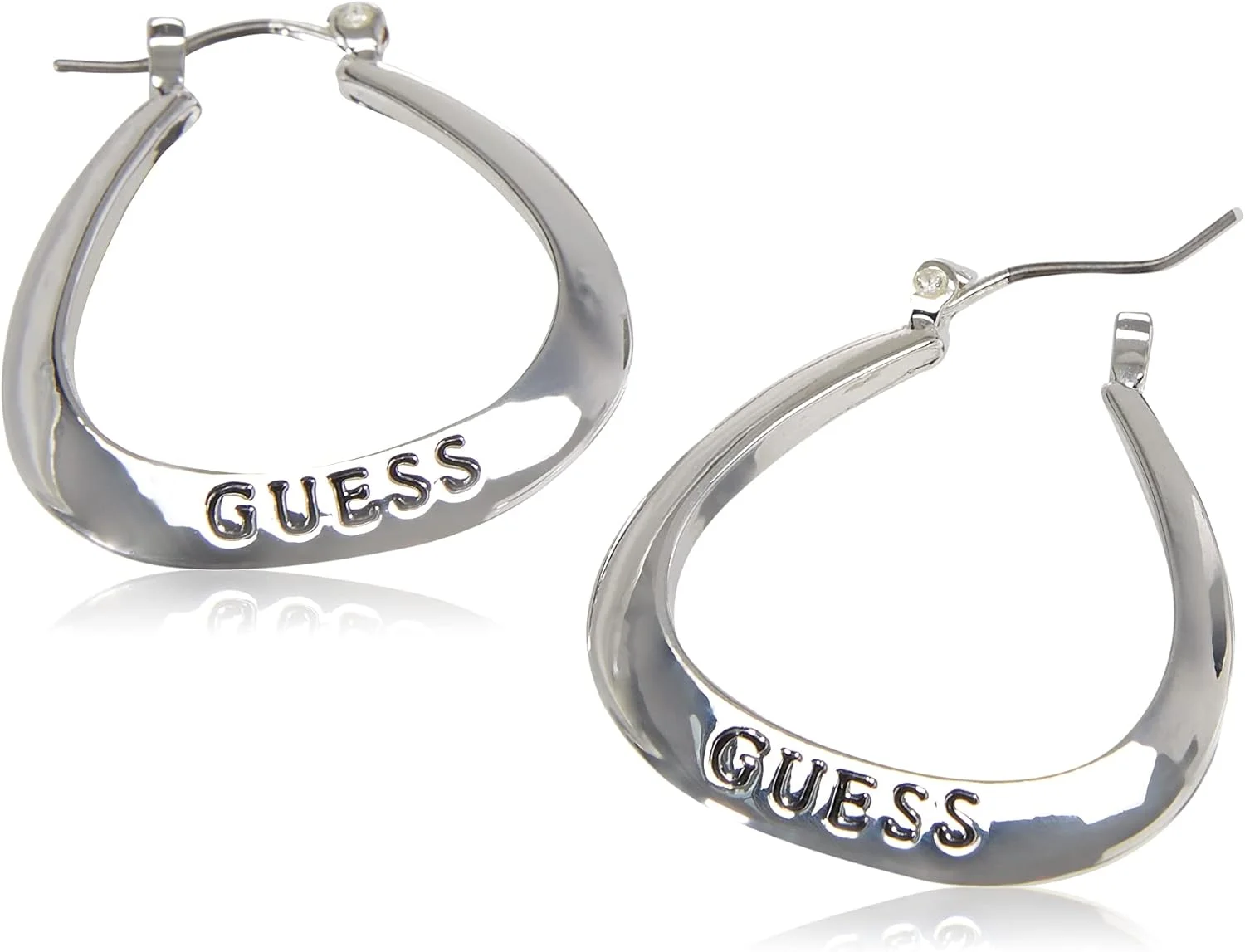 گوشواره های حلقه ای کوچک با لوگوی بیضی شکل GUESS