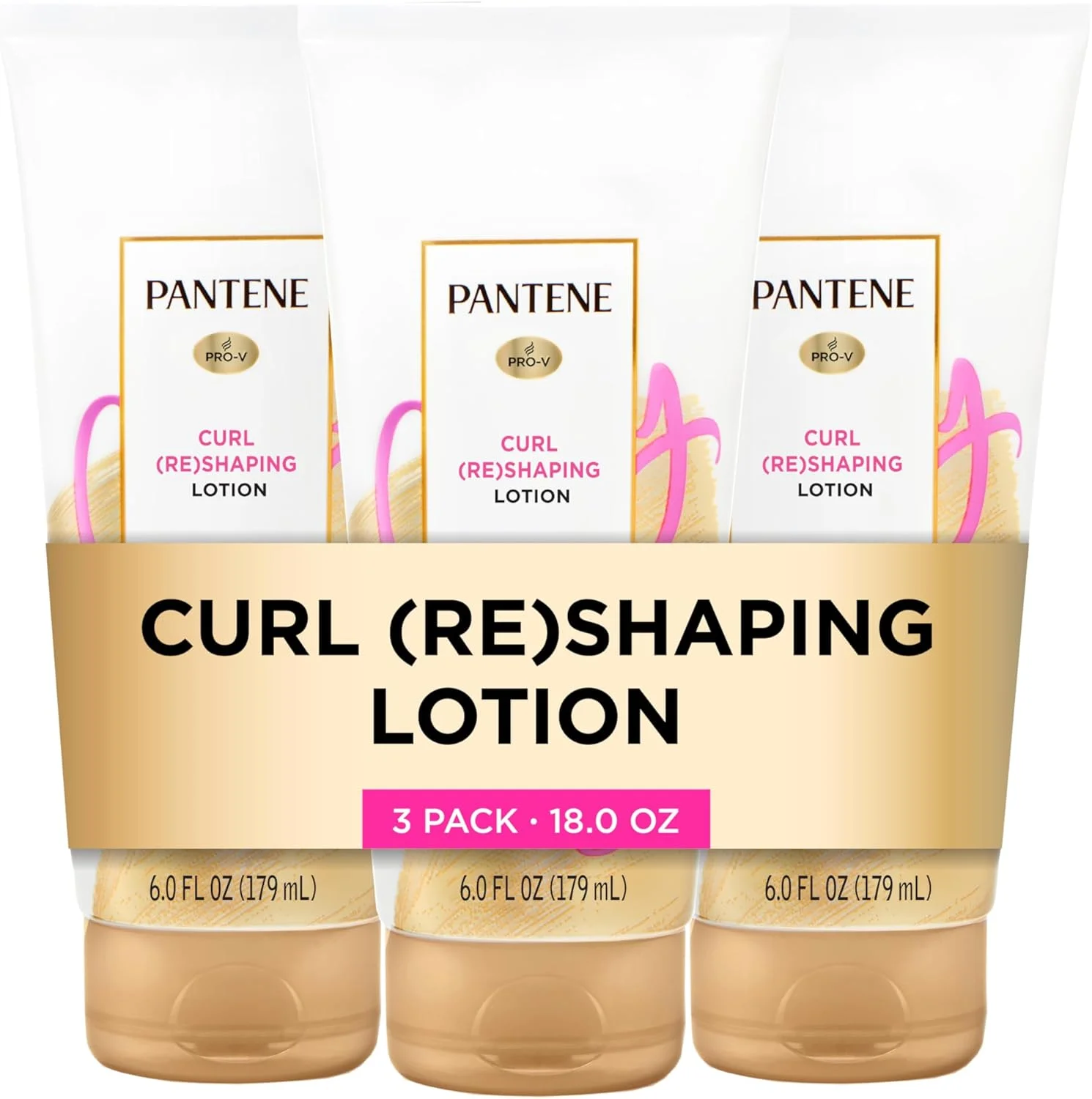 لوسیون مو پنتن، مرطوب کننده، برای موهای فر، کرم بازسازی و حالت دهنده فرها با ویتامین B5، ایمن برای موهای رنگ شده، Pro-V، بسته 3 عددی، مجموع 540 میلی لیتر