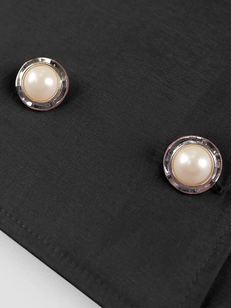 بلوز آستین فانوسی بزرگ دکمه دار یقه هفت زنانه AOMEI