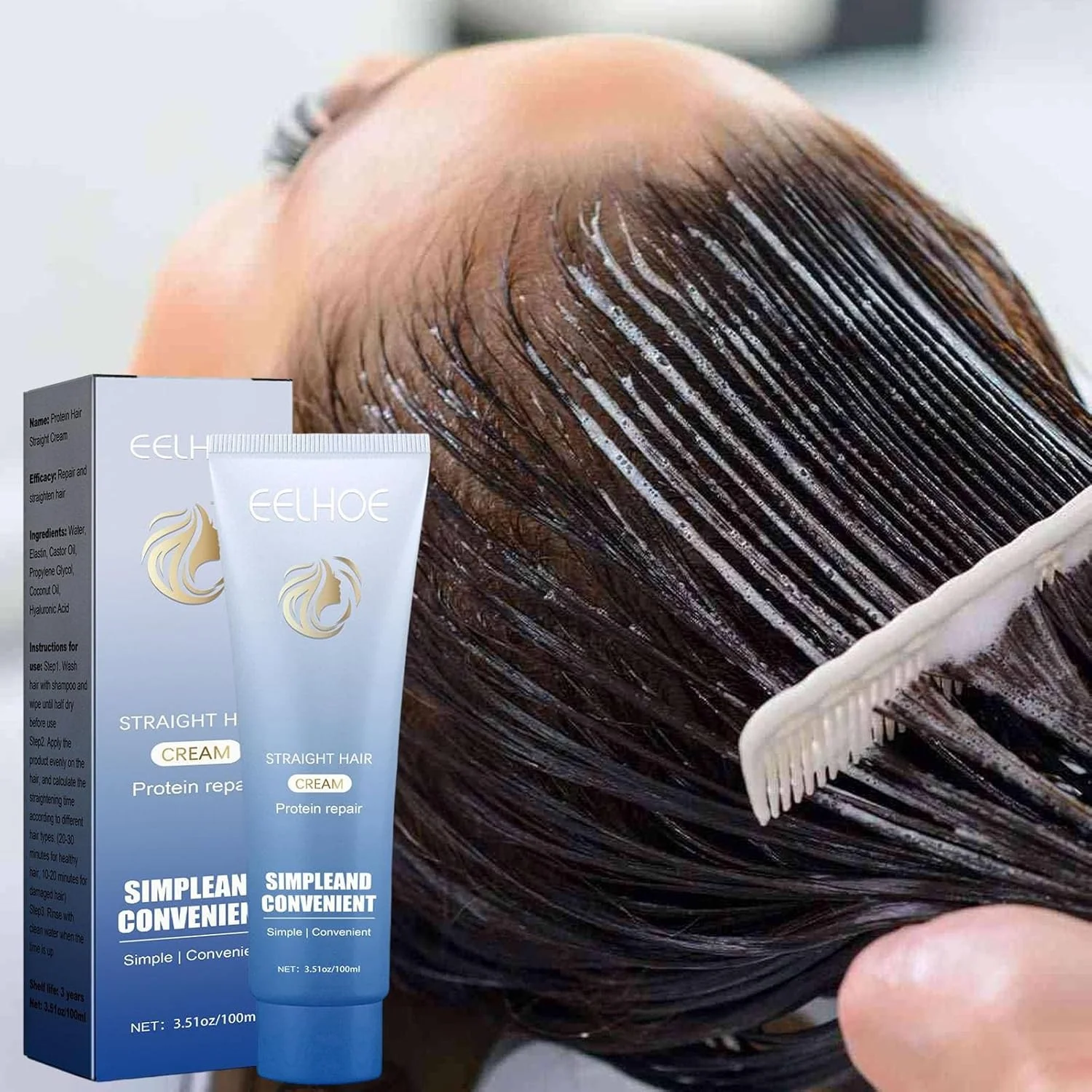 کرم صاف کننده مو پروتئینه | کرم صاف کننده و ترمیم کننده مو پروتئینه - لوسیون صاف کننده سریع و مغذی مو 100 میلی لیتری برای انواع مو