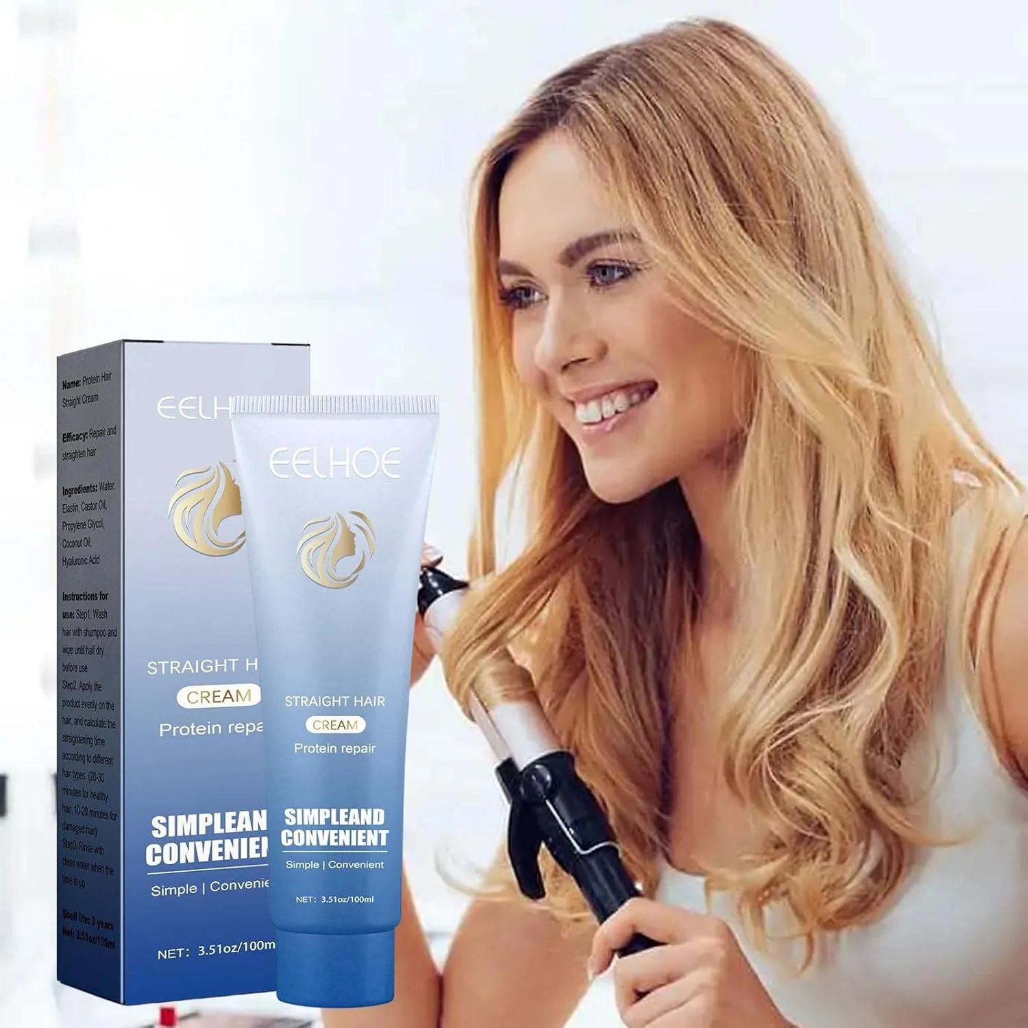 کرم صاف کننده مو پروتئینه | کرم صاف کننده و ترمیم کننده مو پروتئینه - لوسیون صاف کننده سریع و مغذی مو 100 میلی لیتری برای انواع مو