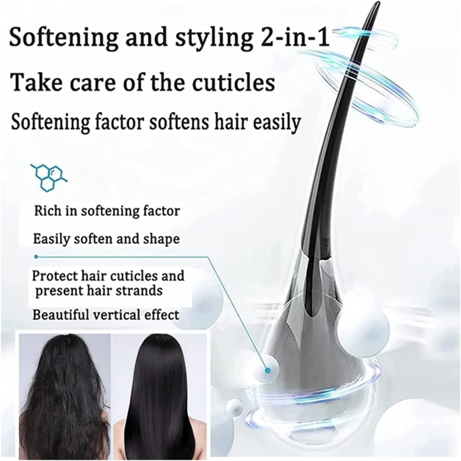 کرم صاف کننده مو برای آقایان و بانوان، بدون نیاز به گیره یا صاف کردن، کرم صاف کننده مو پروتئینه، کرم صاف کننده مو برای موهای فر (1 عدد)