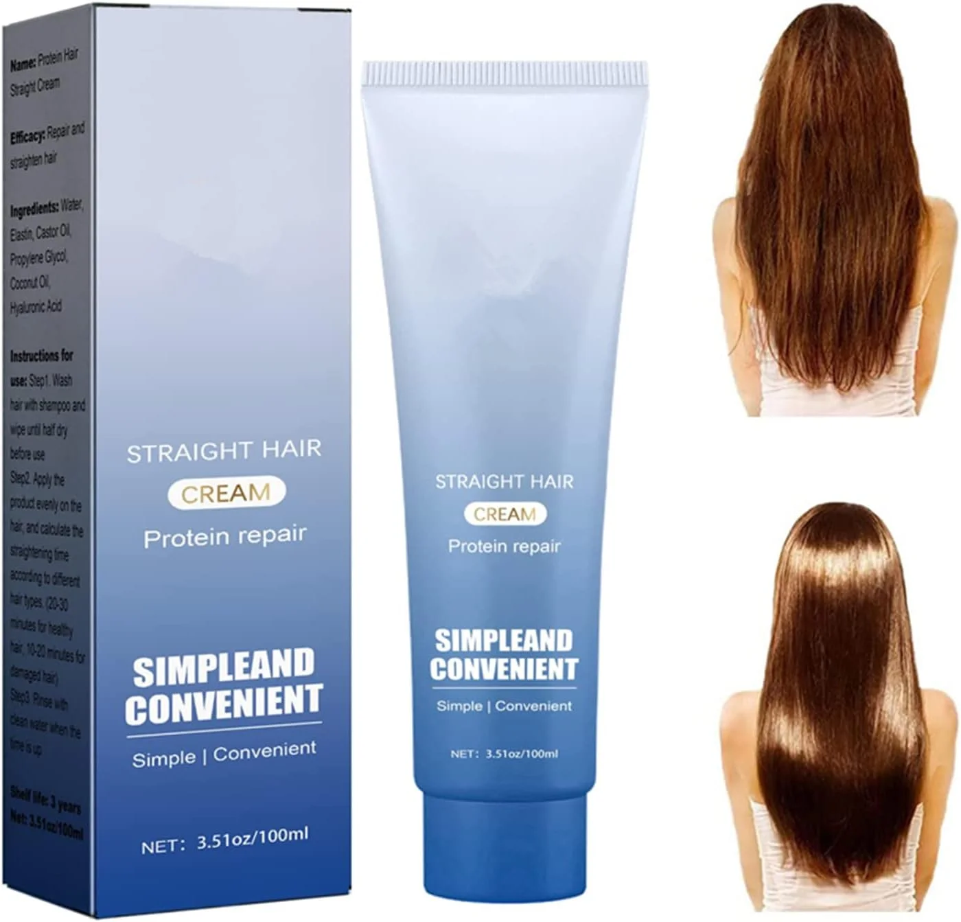 کرم صاف کننده مو برای آقایان و بانوان، بدون نیاز به گیره یا صاف کردن، کرم صاف کننده مو با پروتئین، کرم موی صاف برای انواع مو (1 عدد) کرم صاف کننده مو برای آقایان و بانوان، بدون نیاز به گیره یا صاف کردن، کرم صاف کننده مو با پروتئین، کرم موی صاف برای انواع مو (1 عدد)