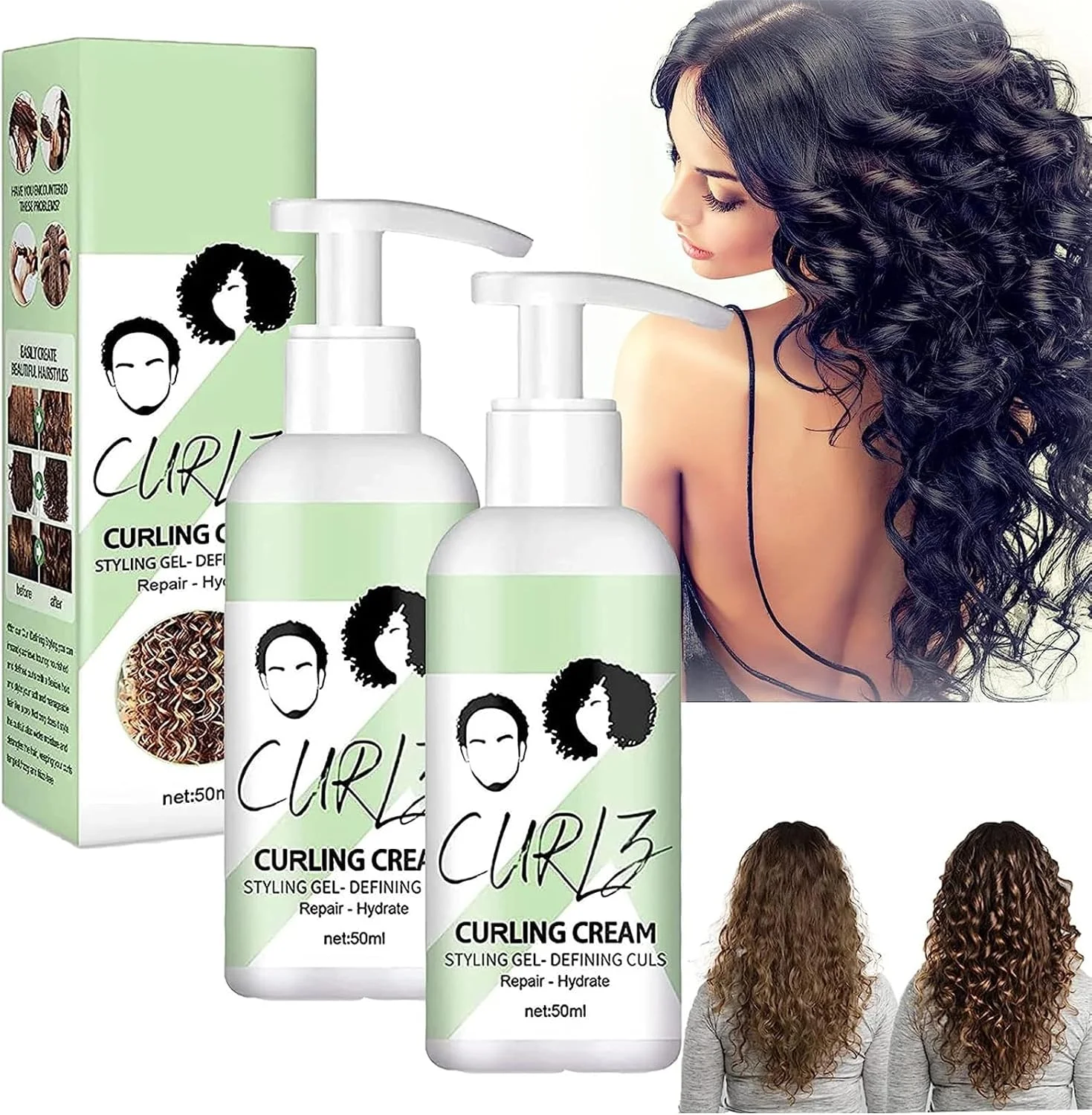 کرم موی فر رویال هیر، کرم حالت دهنده موی فر ضد وز، نرم کننده مرطوب کننده موی فر، کرم حجم دهنده و صاف کننده مو، کرم حجم دهنده موی فر برای زنان و مردان (2 عدد) کرم موی فر رویال هیر، کرم حالت دهنده موی فر ضد وز، نرم کننده مرطوب کننده موی فر، کرم حجم دهنده و صاف کننده مو، کرم حجم دهنده موی فر برای زنان و مردان (2 عدد)