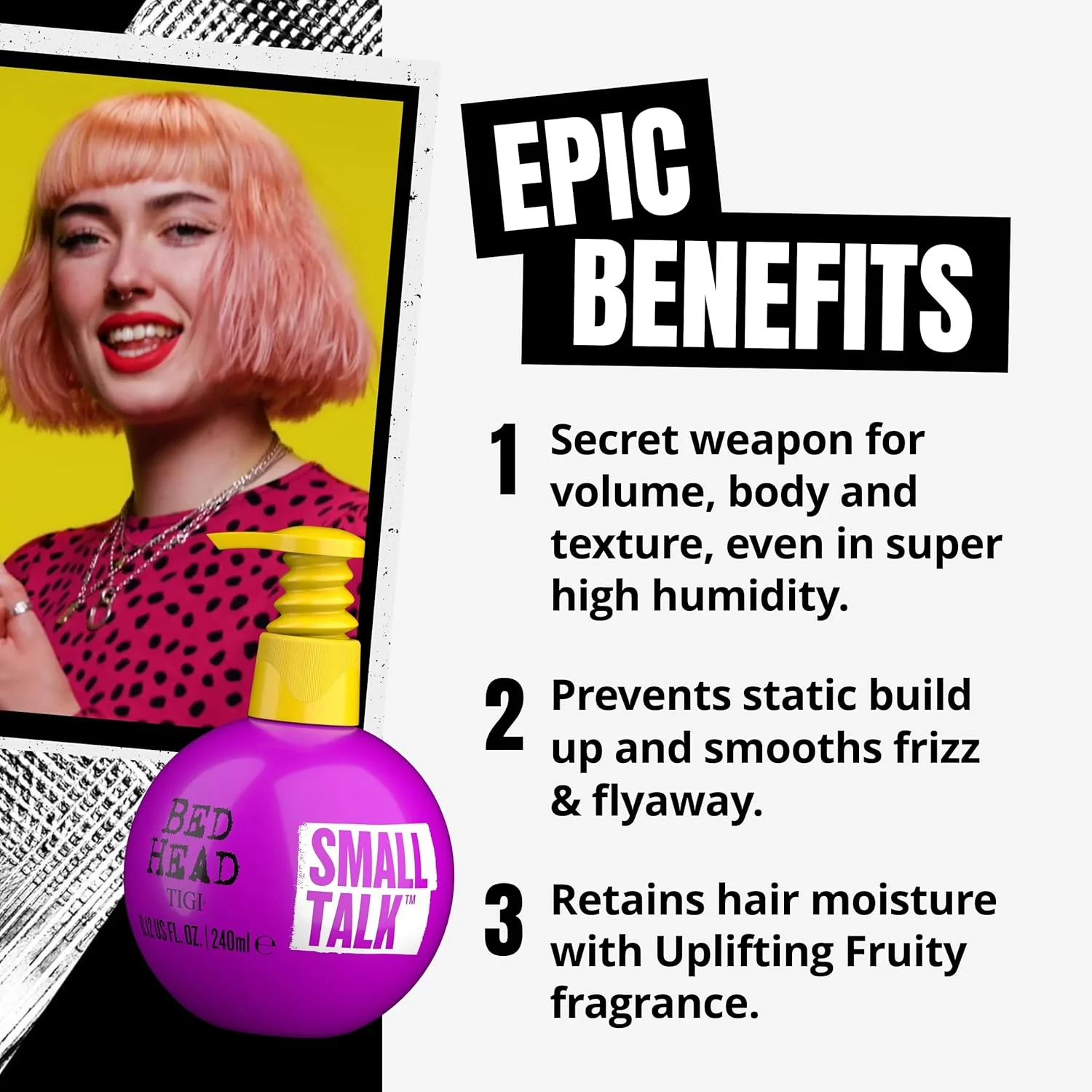 کرم حجم دهنده مو تی جی آی بد هد Small Talk مناسب برای انواع مو 240 میلی لیتر