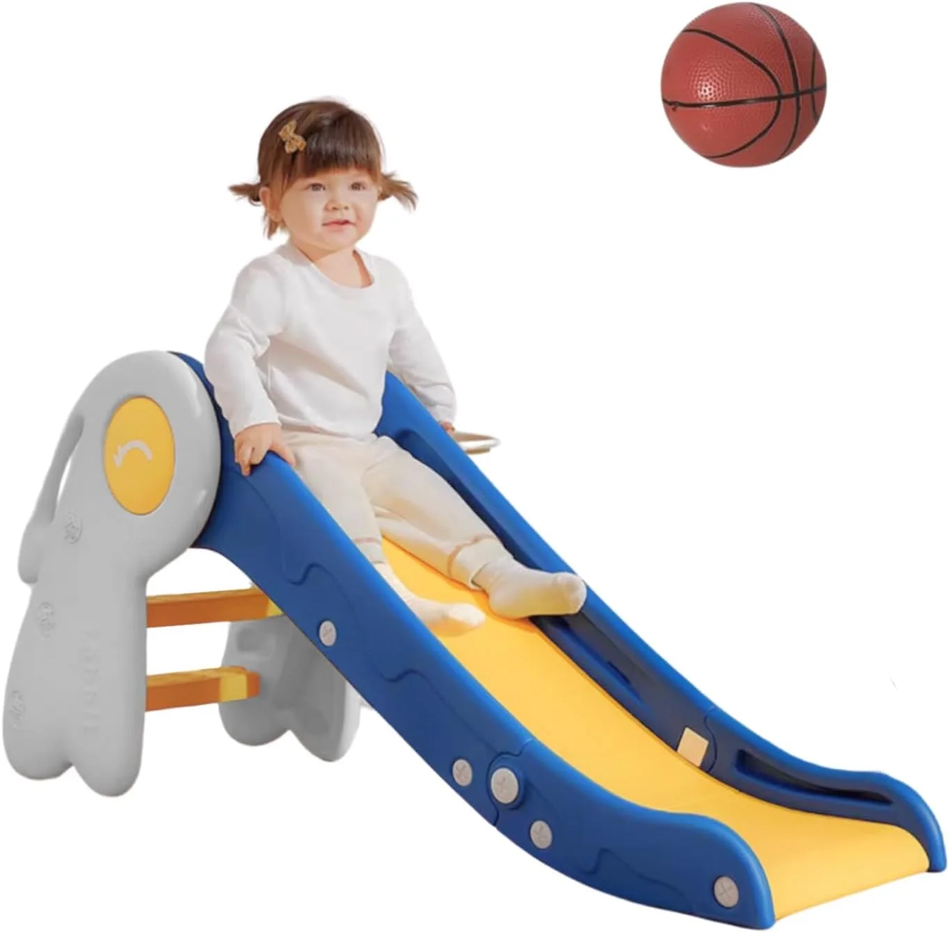 سرسره تاشو کودک جورانب، سرسره تاشو برای کودکان با سطح شیب دار خارجی و داخلی برای باغ با سبد بسکتبال، نردبان های ضد لغزش برای بازی (آبی) سرسره تاشو کودک جورانب، سرسره تاشو برای کودکان با سطح شیب دار خارجی و داخلی برای باغ با سبد بسکتبال، نردبان های ضد لغزش برای بازی (آبی)