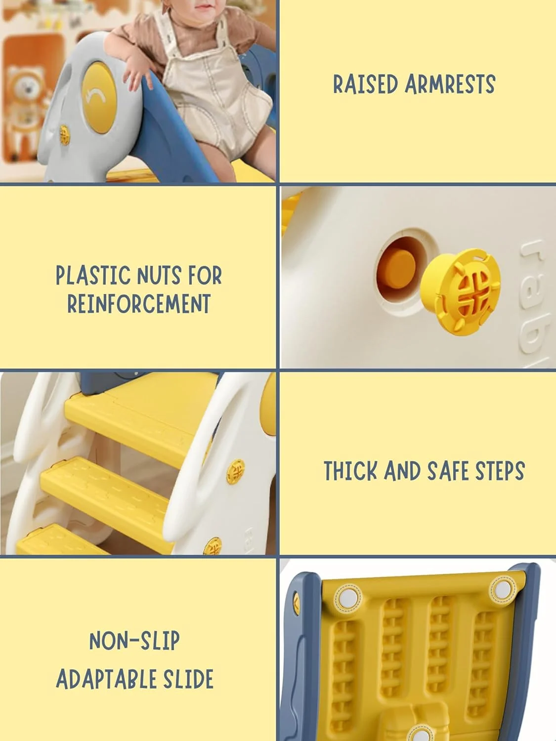 سرسره تاشو کودک جورانب، سرسره تاشو برای کودکان با سطح شیب دار خارجی و داخلی برای باغ با سبد بسکتبال، نردبان های ضد لغزش برای بازی (آبی) سرسره تاشو کودک جورانب، سرسره تاشو برای کودکان با سطح شیب دار خارجی و داخلی برای باغ با سبد بسکتبال، نردبان های ضد لغزش برای بازی (آبی)