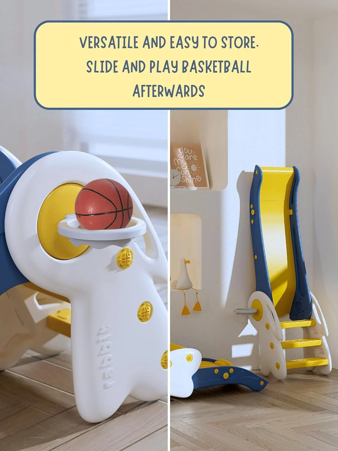 سرسره تاشو کودک جورانب، سرسره تاشو برای کودکان با سطح شیب دار خارجی و داخلی برای باغ با سبد بسکتبال، نردبان های ضد لغزش برای بازی (آبی) سرسره تاشو کودک جورانب، سرسره تاشو برای کودکان با سطح شیب دار خارجی و داخلی برای باغ با سبد بسکتبال، نردبان های ضد لغزش برای بازی (آبی)